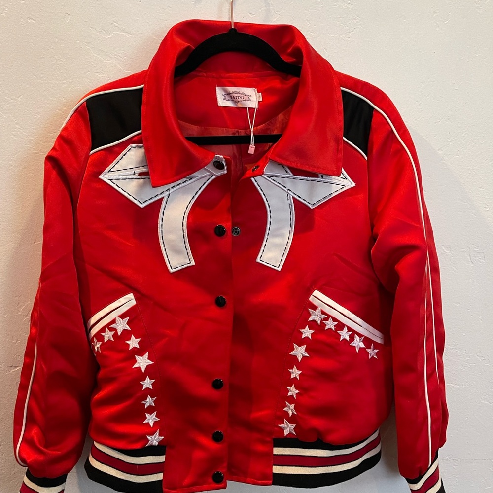Red Satin Stooges bomber jacket